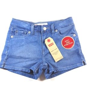 Levi's Girls 6X REG Super Soft Denim Shorty Shorts, 6X REG